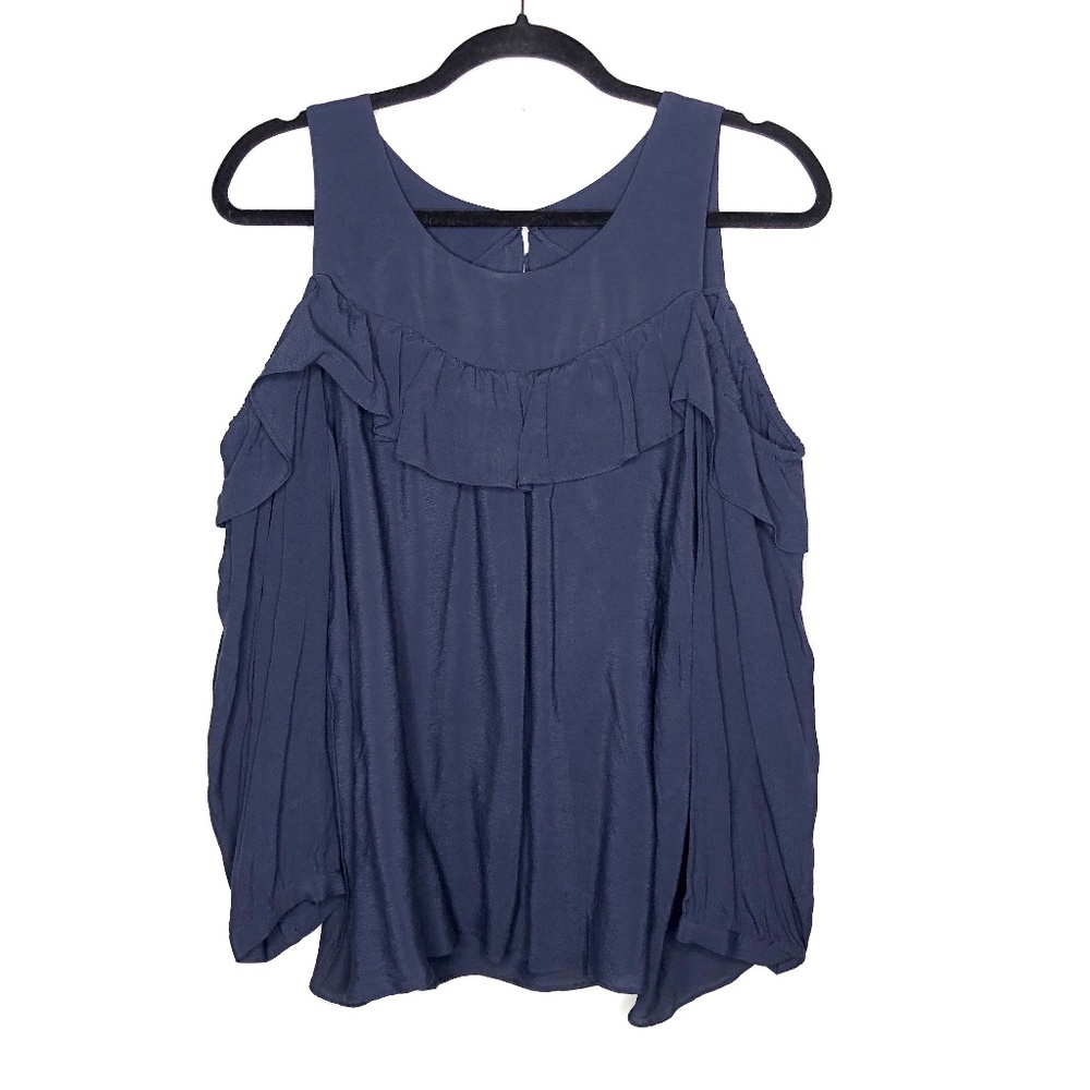 Maeve Navy Cold Shoulder Blouse Sz 14